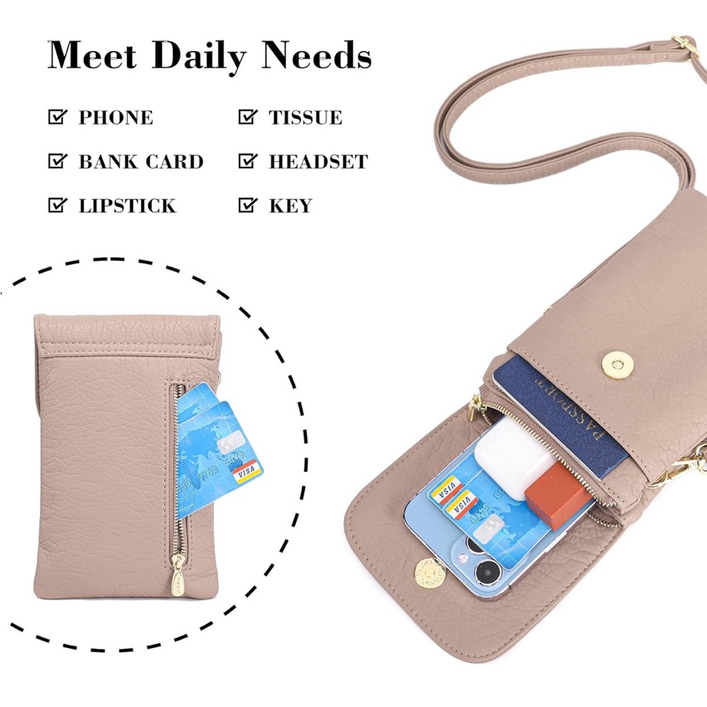 Cream Crossbody Bag. MINI CROSSBODY
PHONE BAG
NEW SOFT LEATHER
EXCELLENT COND - Picture 11 of 13